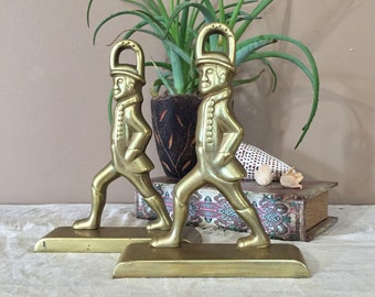 Vintage Brass Soldier Bookends / Brass Soldier Door Stops / Vintage Brass Door Stops / Mid Century Brass Bookends/ Door Stops / Bookends
