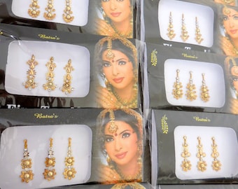 12 Gold/Silver/Black Bindi,Long bindi,Designer bindi,Gold Bindis,Wedding bindi,Stone Bindis,Indian Bindis,Bindi Sticker,Bindis,Face Jewels