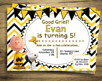 Charlie Brown & Snoopy Birthday Party Invitation - Peanuts Movie, Birthday Invite - Peanuts Gang Digital File, Printable