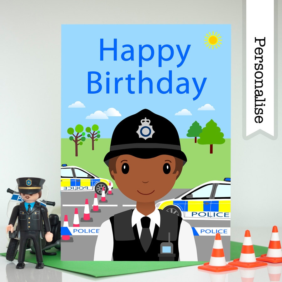 Police Officer / Firefighter Birthday Card Personalised Kids