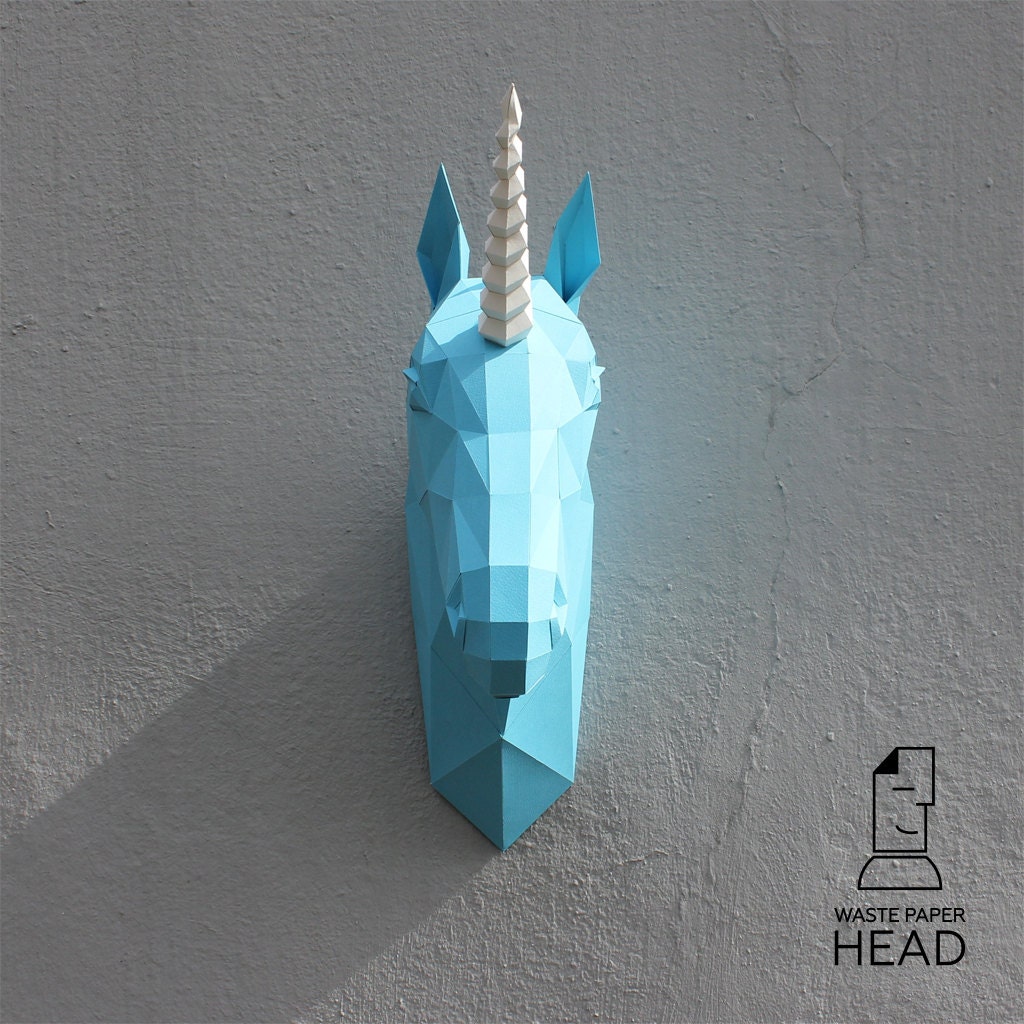 papercraft unicorn head printable diy template by