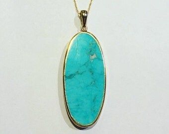 turquoise stone pendant necklace in gold on dainty chain