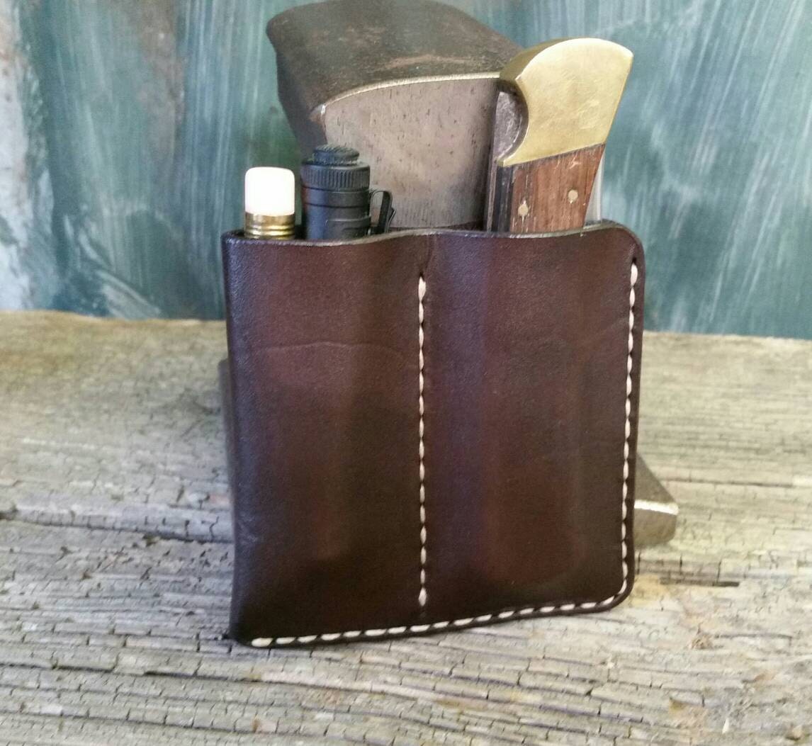 Custom Large Cajun Pocket Protector In Dark Brown Leather