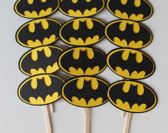 Batman Cupcake Toppers picks cake dessert birthday cake smash party decor