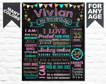 Printable Pink Gold Birthday chalkboard chalk board first second third (199)
