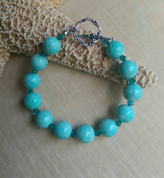 Amazonite Bracelet Handcrafted with genuine by BaublesnBlingbyBeth