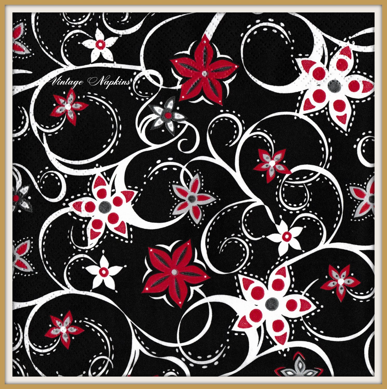 SALE Paper napkins for DECOUPAGE Red Black by VintageNapkins