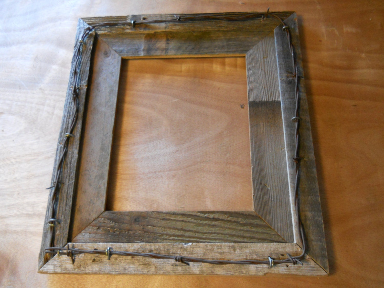 Authentic Texas Barbed Wire Barn Wood Frame 4991