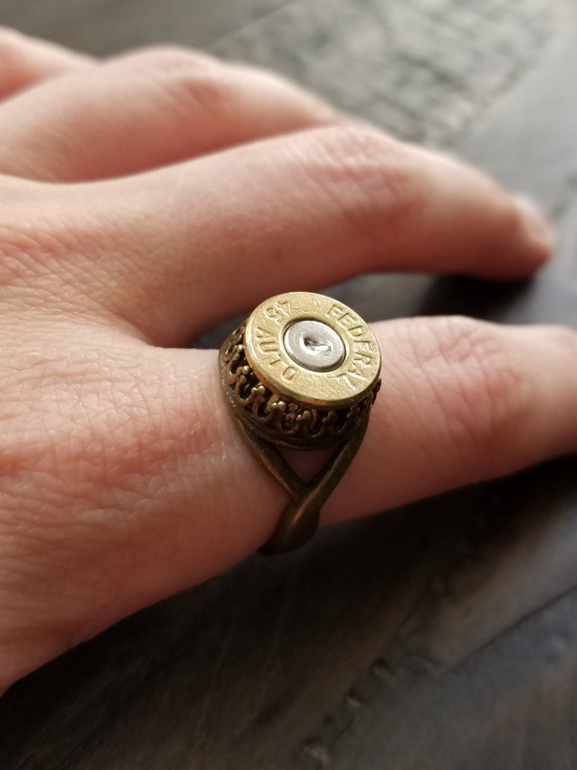 Handmade 45 Caliber Bullet Rings Adjustable with or without