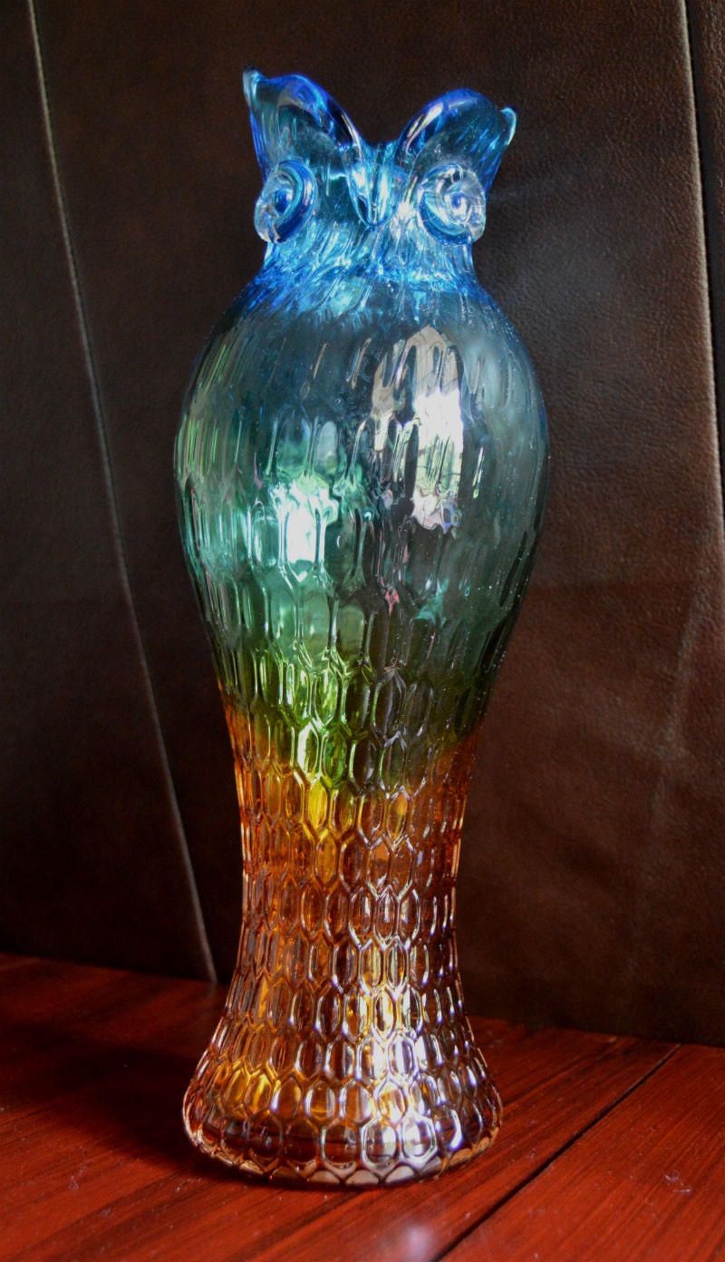 Murano Cristalleria D'Arte Art Glass Owl Vase