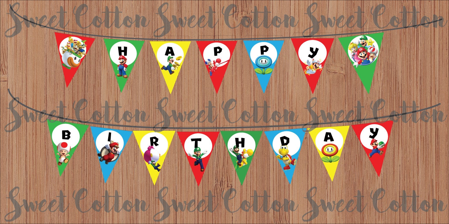 Super Mario Birthday Banner