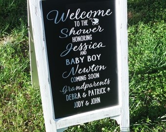 Baby Shower Chalk Board Sign, Wedding Chalk Board Sign, Reception Sign, Shabby Chic Chalkboard Sign