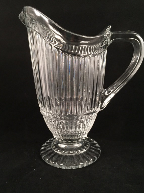 Vintage Clear Glass Ribbed Pitcher 5766