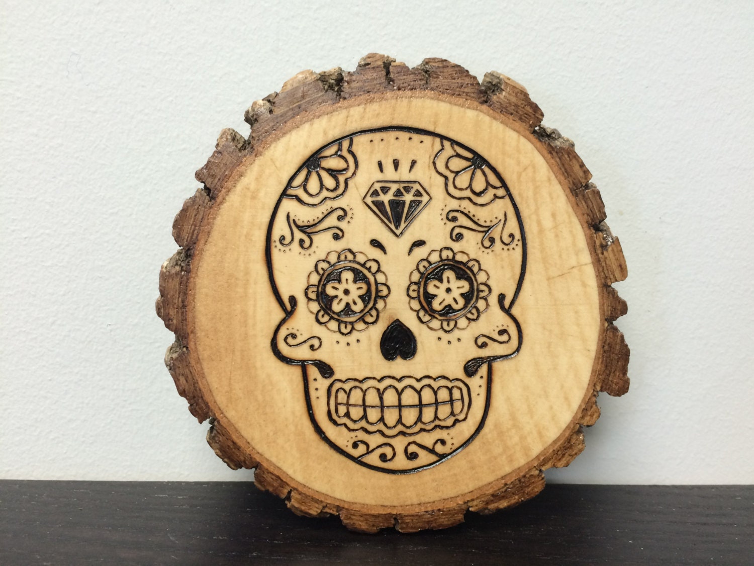 Sugar Skull Wood Burn by WoodFerYerHood on Etsy