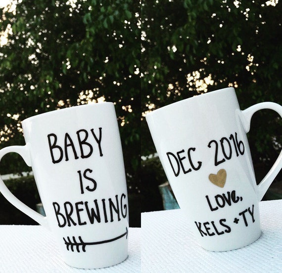 Baby is Brewing Set of Coffee Mugs...Funny Coffee