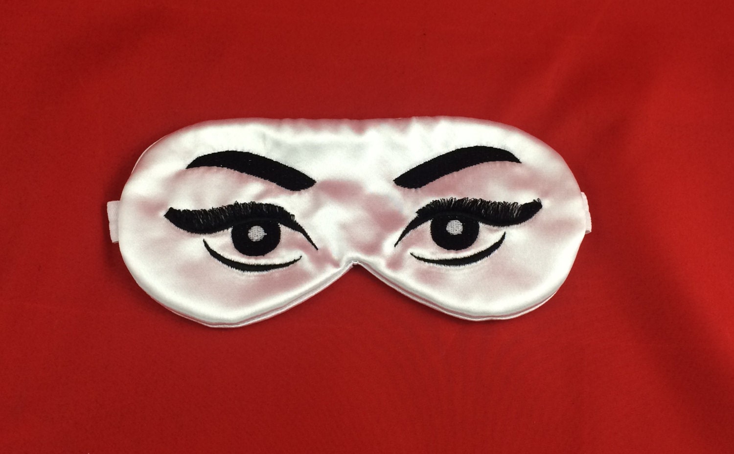 Open eyes satin sleep mask with embroidered by HandMadeByGreenTea