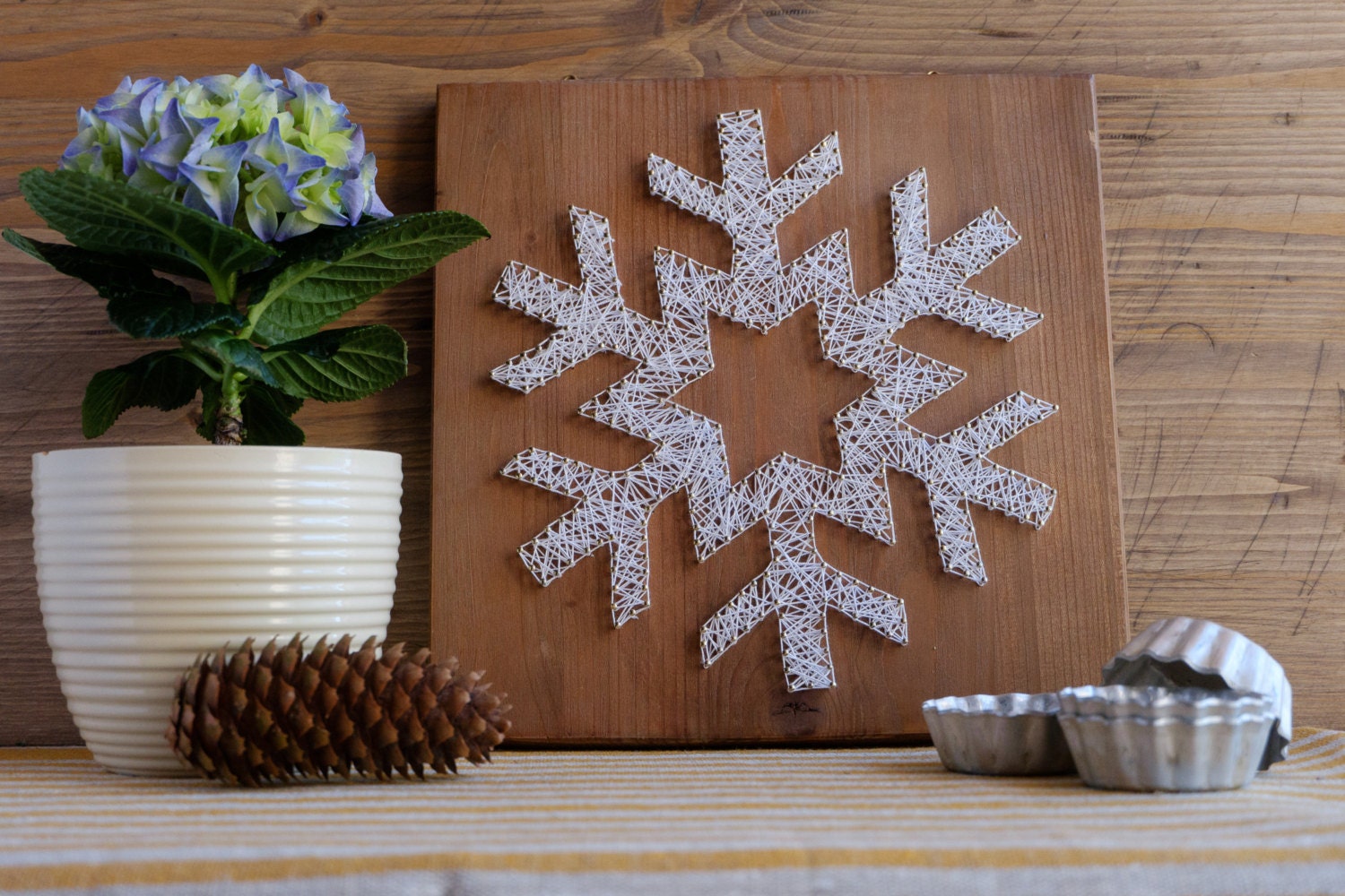 Unique Christmas decoration Snowflake string art modern wall