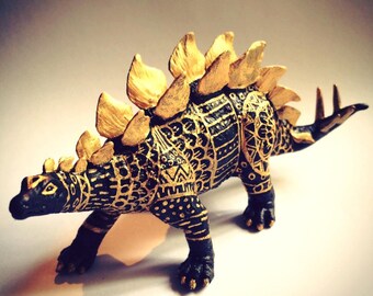 Black and Gold hand painted stegasaurus