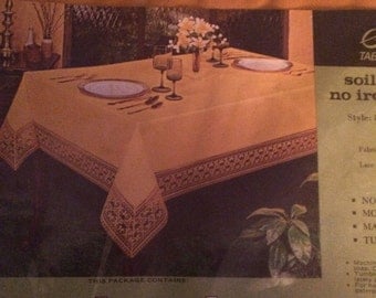 Vintage Gold Fabric Tablecloth | Sleater No Iron | Holiday Table Cover
