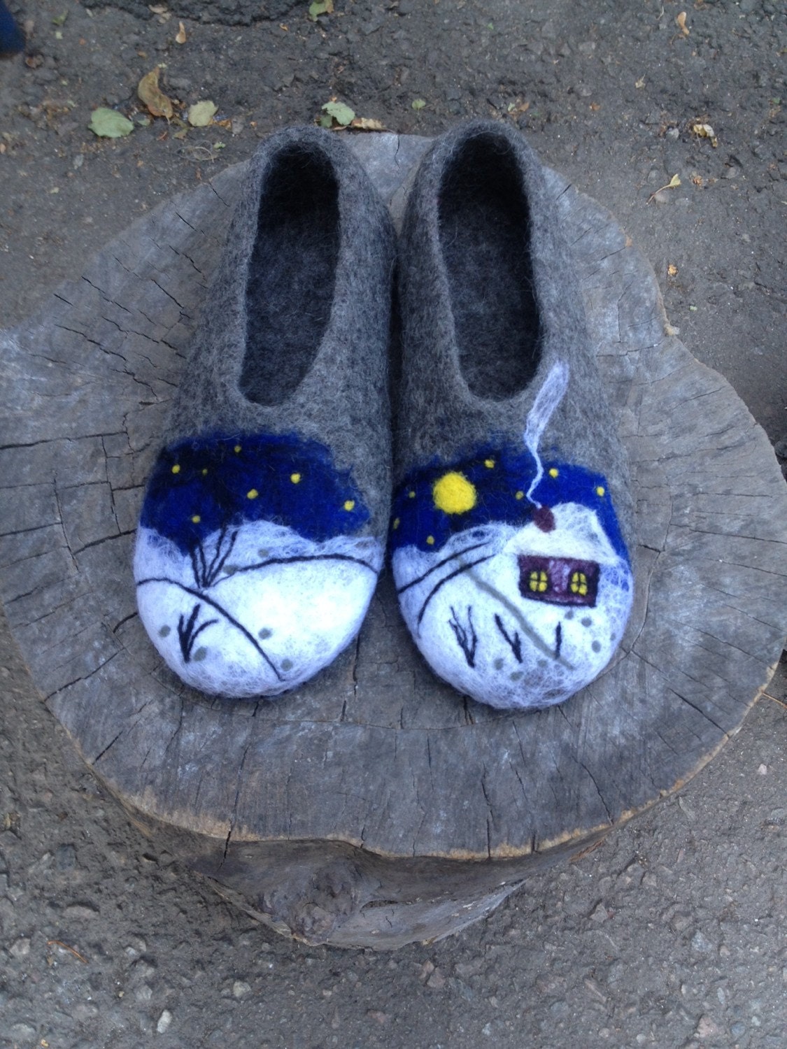 Gray Felted Wool Slippers For Woman Felted Clogs Woolen