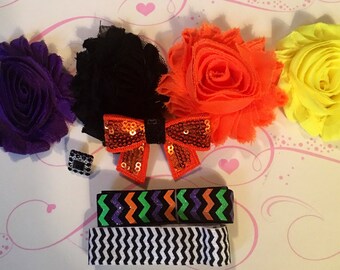 Halloween DIY Headband Kit Makes 2 Headbands Baby Shower Station Game, Shabby Flowers, Headbands #8