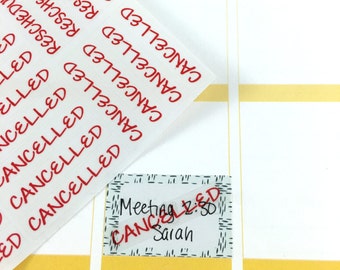 Transparent Cancelled Planner Sticker, Clear Rescheduled Planner Sticker, 1256