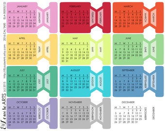 Calendar Month Tabs MONDAY START - Hobonichi, Erin Condren, Filofax, Plum Planner, Midori, Traveler's Notebook
