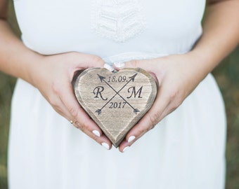 Rustic Wedding Ring box Ring bearer Moss Wooden Ring Box Ring Holder Country Wedding Decor Rustic Ring holder pillow Moss Heart