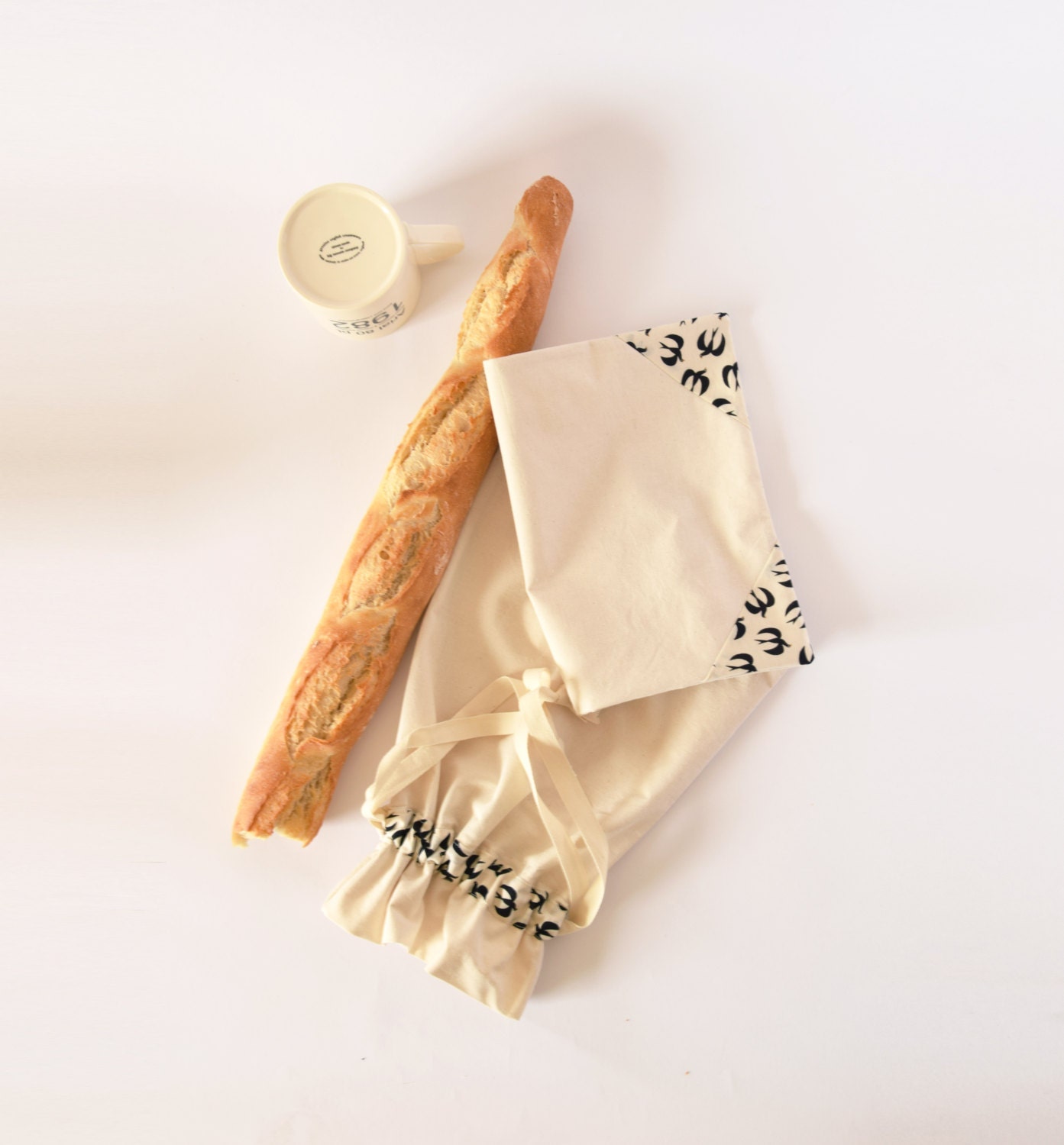 Cotton bread bag foldable bread bag storage bag by lafourmiele