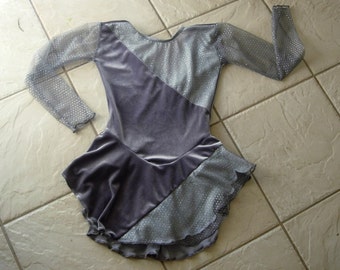 thumbnail image 2 of Ice Skating Dress – RIPPLE Black/White Metallic + Lycra, Skater Style, Dance Designs 2 of 5