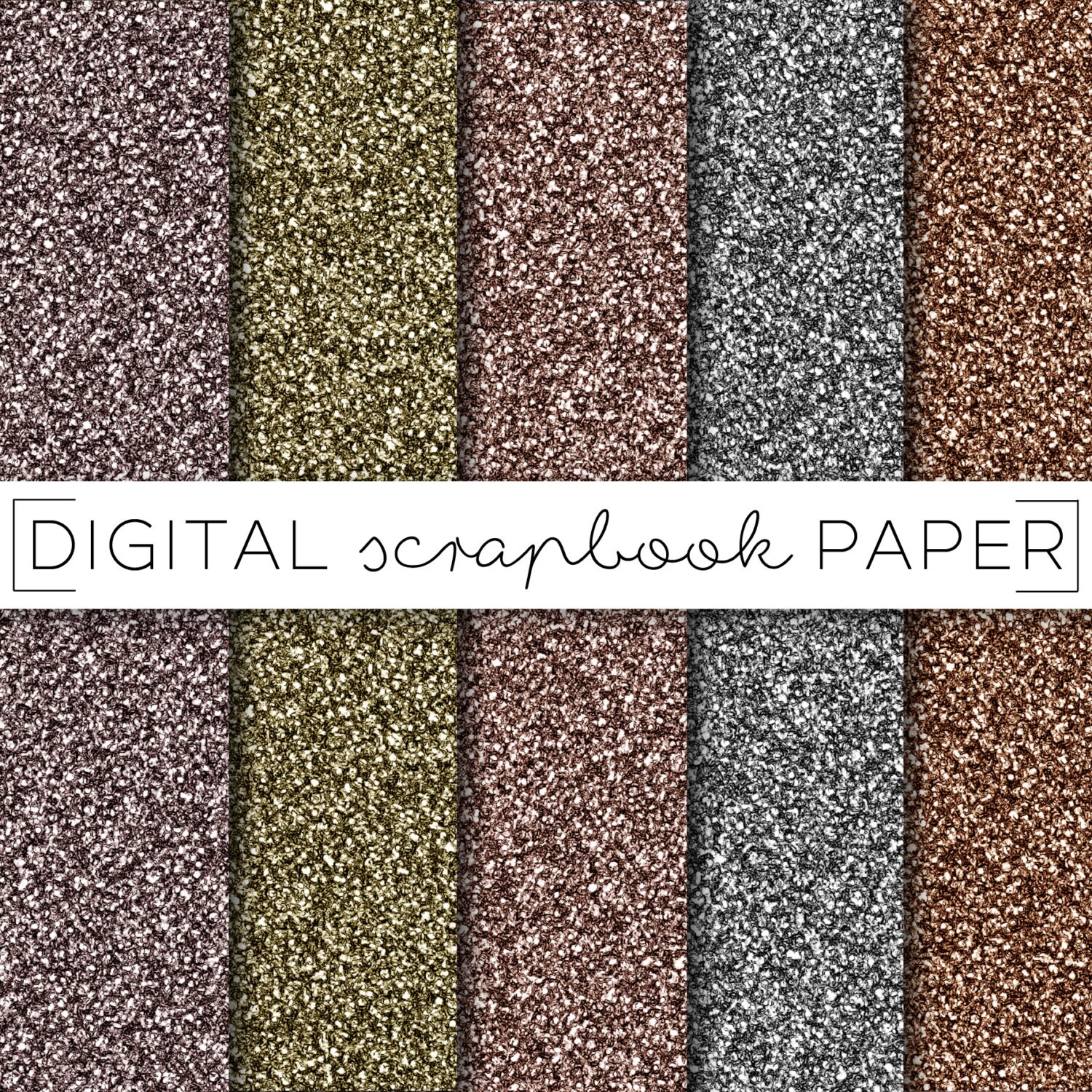 Metallic Glitter Digital Scrapbook Paper Pattern Stationary