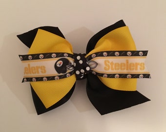 Pittsburgh Steelers Hair Bow Steelers Hair Bow Steelers BowBlack and Yellow Steelers Bow Football Bow Pittsburgh Steelers Logo Bow