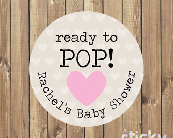 Personalized Ready to Pop Stickers, Baby Shower Stickers, Ready to Pop Label, Baby Shower Favor, Popcorn Stickers, Ready to Pop, Baby Shower