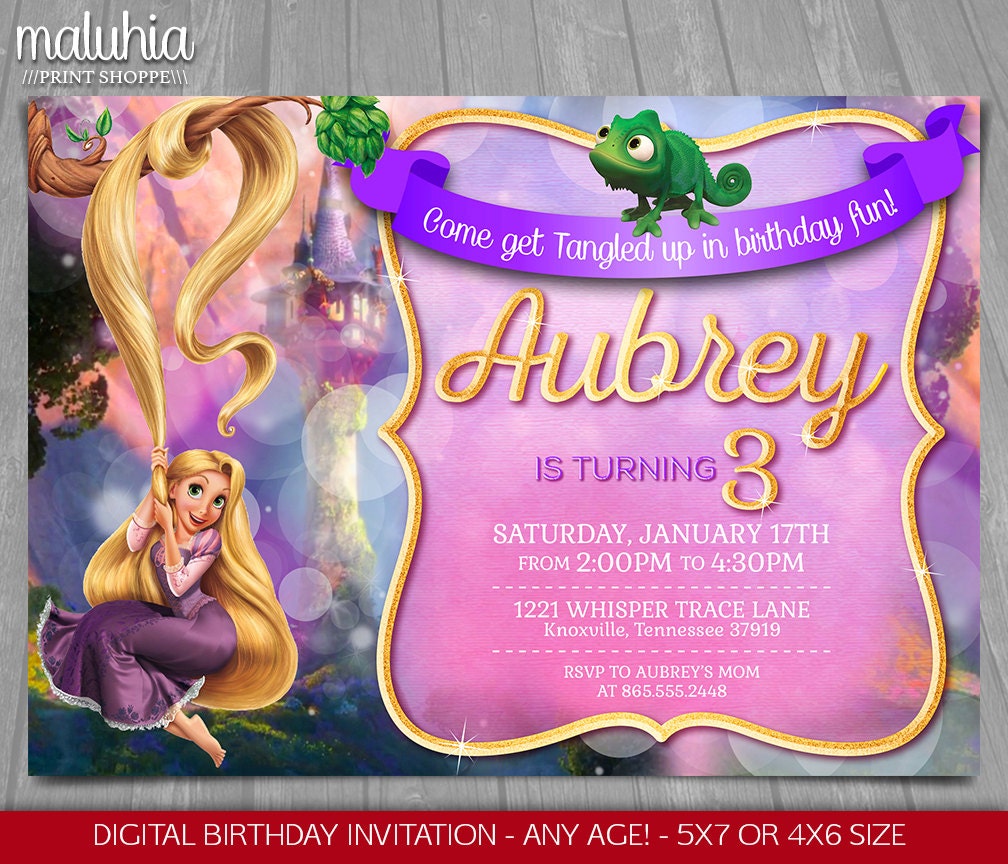 Tangled Invitation Disney Rapunzel Invite Tangled Rapunzel