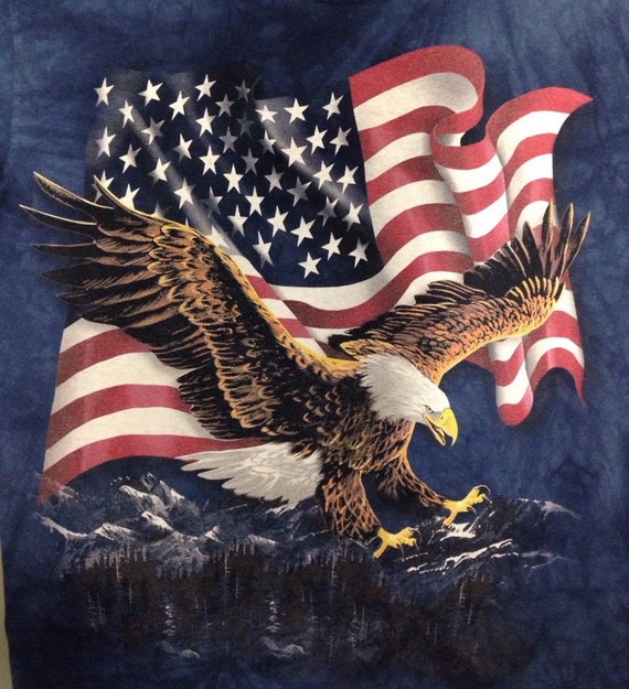 Large. Bald Eagle Flying tye dye murica. Hawk. Democracy.