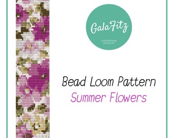 Bead loom pattern summer flowers Loom bead pattern purple flowers