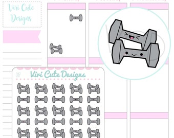 Kawaii Work Out Stickers, Dumbbell Stickers, Gym Stickers, Weights Stickers, exercise Stickers, Planner Stickers, Fitness Stickers | 017