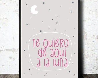 Lámina decorativa Te Quiero imprimible en papel, cartulina, lienzo... en tamaño A4. Download PDF file. Printable decorative print Love.