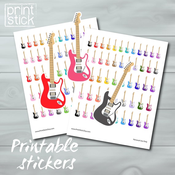 electric guitar planner stickers printable track your