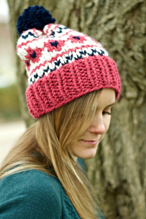 KNITTING PATTERN Fair Isle Chunky Knit Hat Beginner from FrancesHookHandmade ...