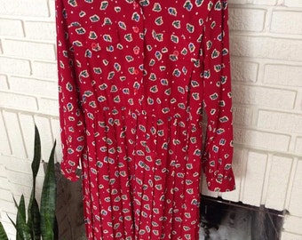 Retro- Petite- Red Leslie Fay Dress