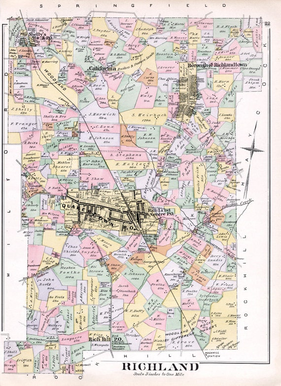 1891 Map Of Richland Township Bucks County Pennsylvania