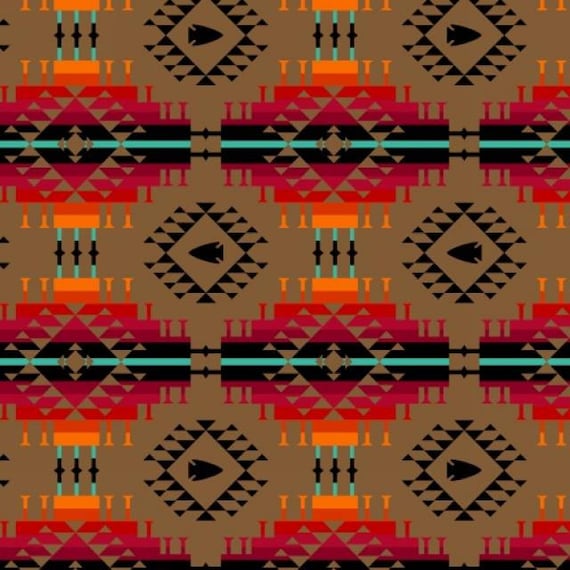 Native American Fleece Fabric Moondance Dark by