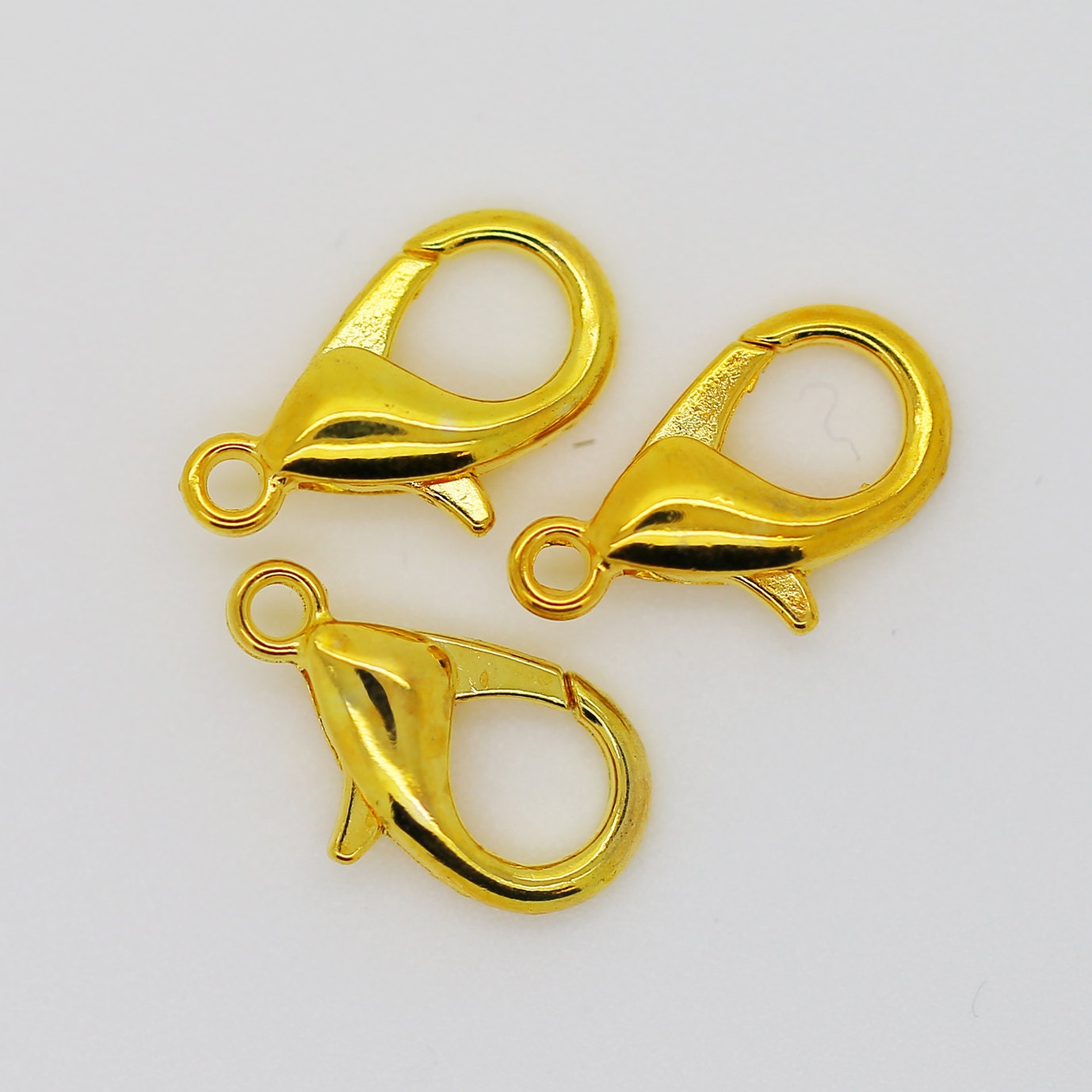 16x8 mm 3 Gold Lobster Clasps Gold Lobster Catch Jewelry