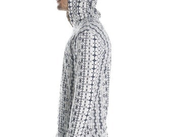 tribal men's long sleeves - men's festival hoodie - hippy african ethnic pattern -light men's jumper - funky festival clothing