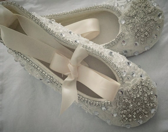 SALE Satin Ivory White Wedding Bridal Slipper Flat Bridal