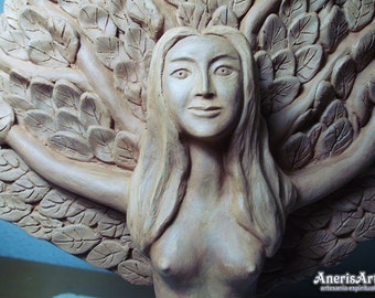 Tree Goddess Dryad, Original terracotta sculpture by Anerisart.