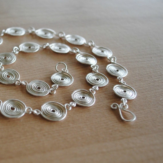 Silver Spiral Necklace handcrafted Celtic closed spiral design