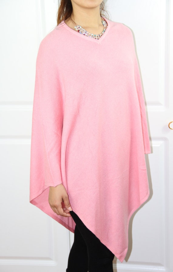 pink cashmere poncho