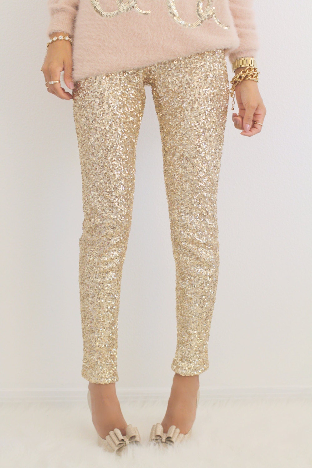 Gold Sequin Leggings By Esclosetboutique On Etsy 2453